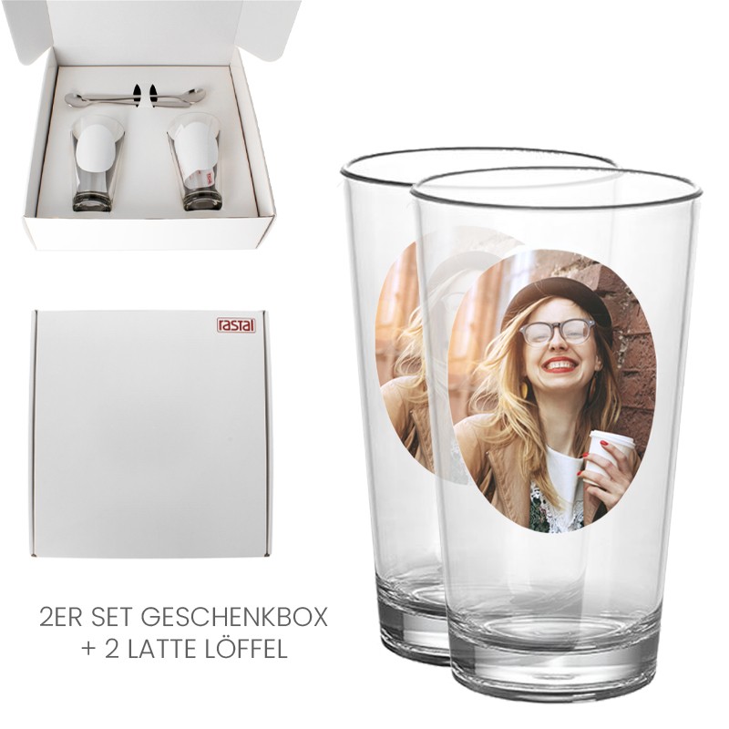 Latte Macchiato 2er Geschenkset + Löffel