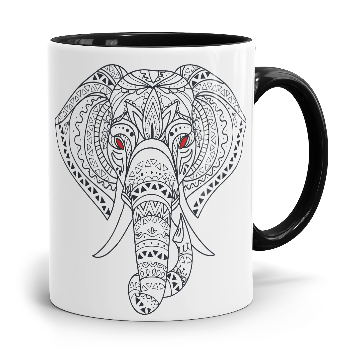 Elefant Tasse - Muster und rote Augen