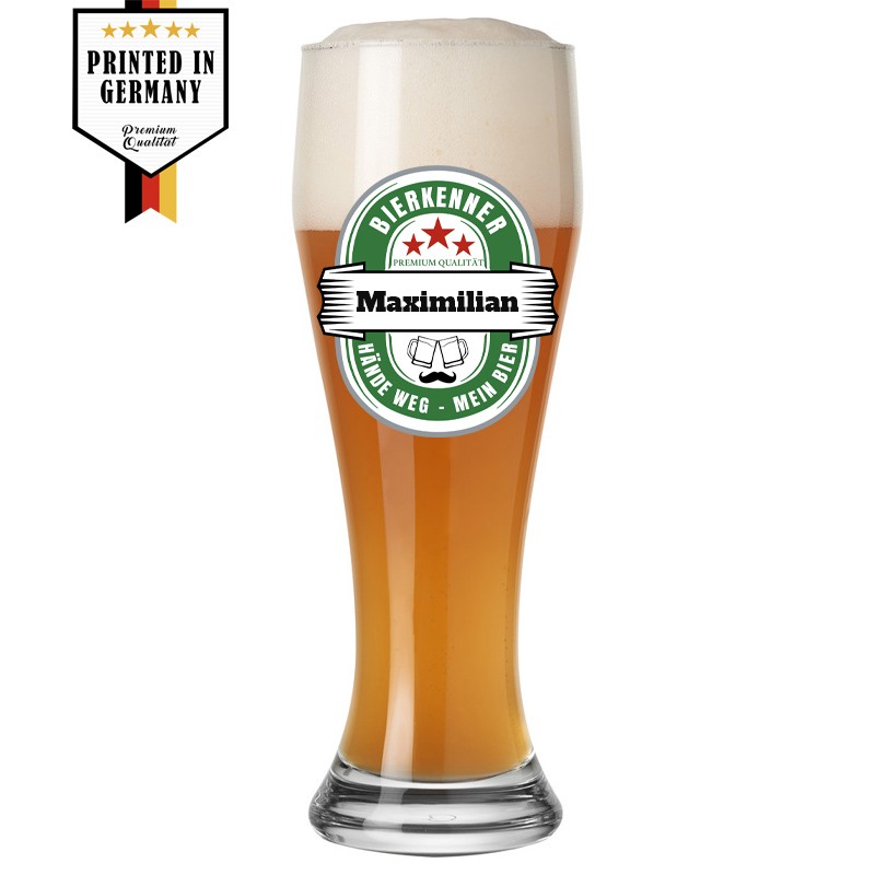 Weizenglas 0,5 Brauerei Emblem Bierkenner mit Name