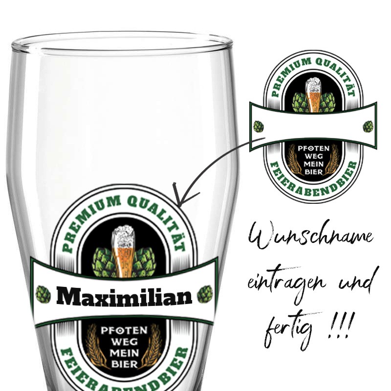 Weizenglas 0,5 Brauerei Emblem Feierabendbier mit Name